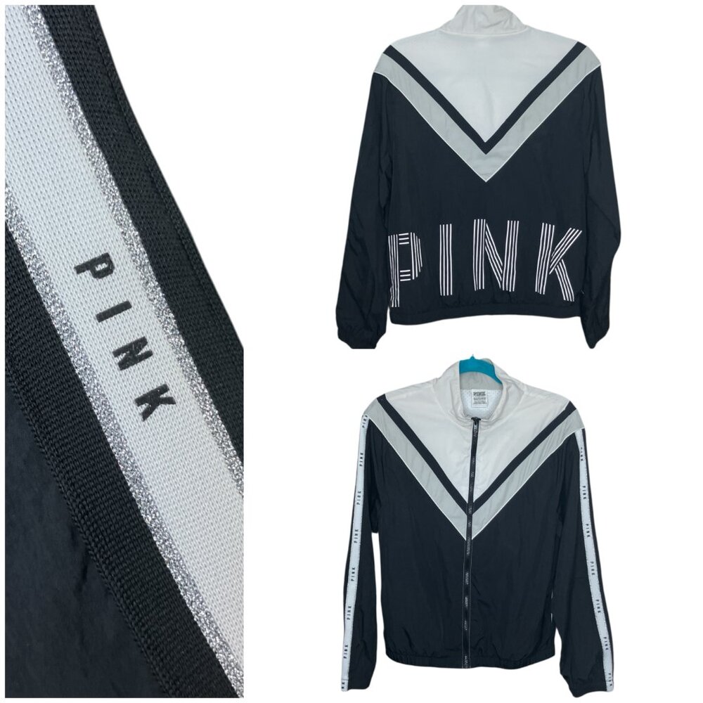 Victoria's Secret PINK XS Small Full Zip Anorak Windbreaker Logo Track Jacket